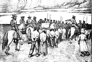 Киргиз-кайсаки уводят пленных колонгистов в рабство